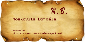 Moskovits Borbála névjegykártya